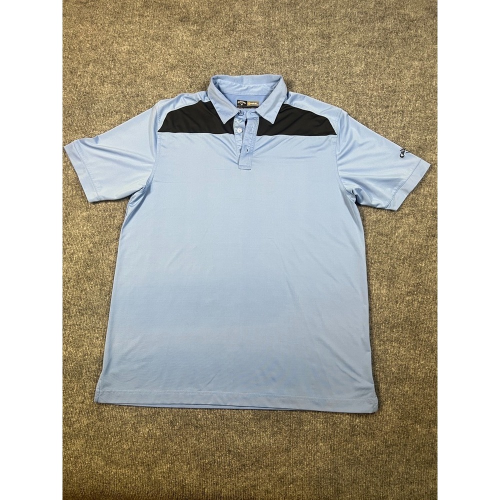 Callaway Men's L Golf Polo Blue Opti-Dri Colorblock Performance Preppy Golfcore
